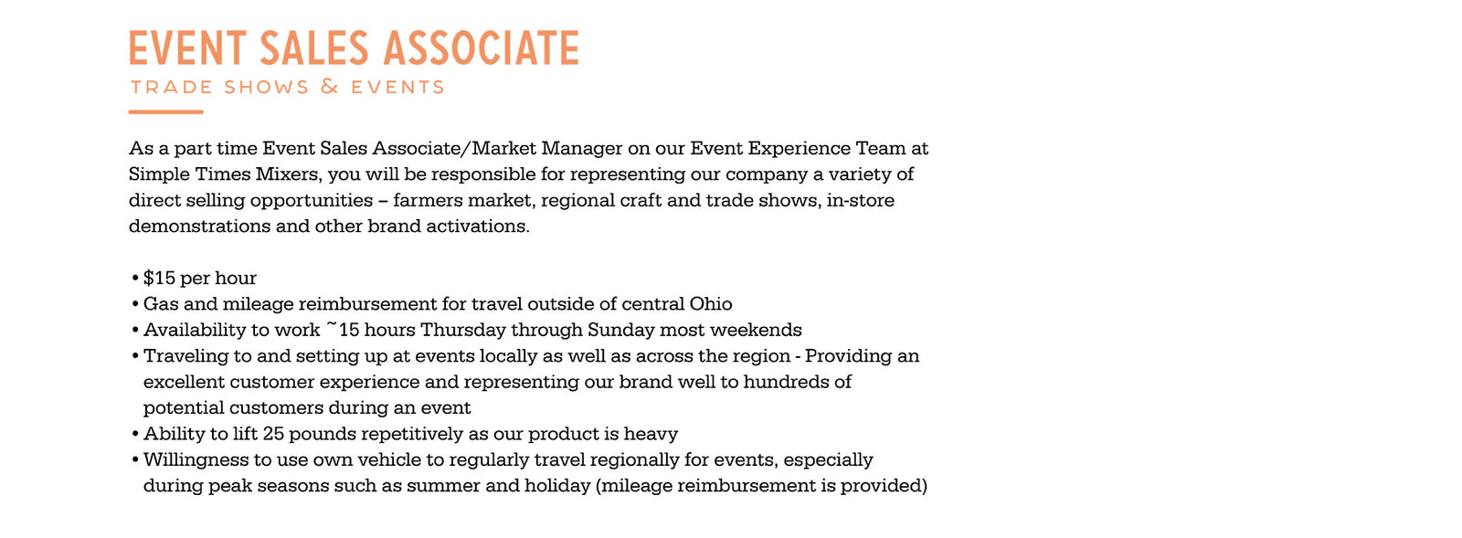 Event Sales Associate