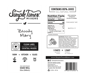 Cocktail Mixers - Alcohol Mixers - Simple Times Mixers - Bloody Mary