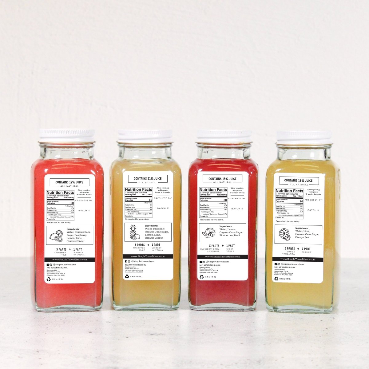 Cocktail Mixers - Alcohol Mixers - Simple Times Mixers - Classics 4 - Pack